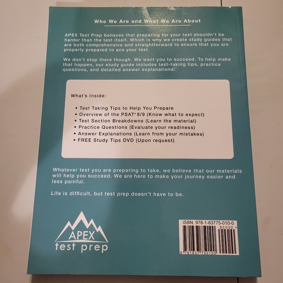 Apex Test Prep PSAT 8/9 Prep 2022 - 2023 Paperback 2 Practice Tests - Picture 2 of 3